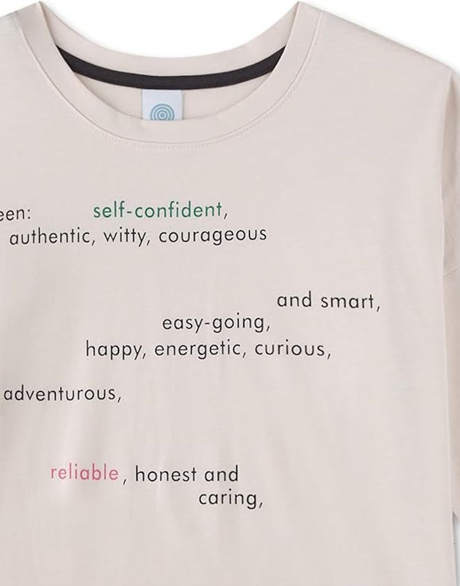 Sanetta Pyjama Sanetta Mädchen Schlafanzug Pyjama lang self-confident beige dunkelgra (2 tlg)