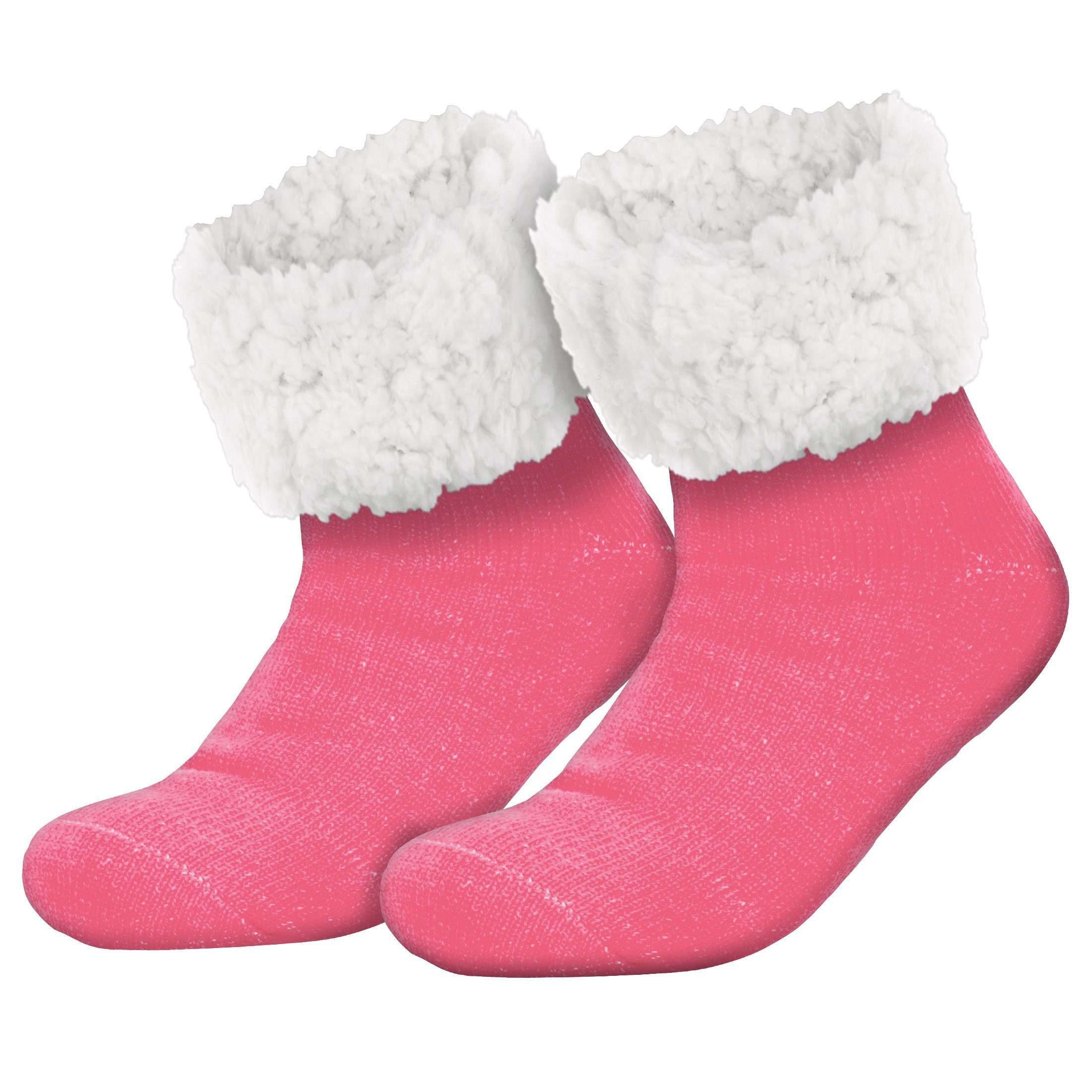 Kuschelsocken Unifarben Socken Noppensocken compagno Damen Anti (1-Paar) Wintersocken Kuschelsocken pink Rutsch Einheitsgröße Herren