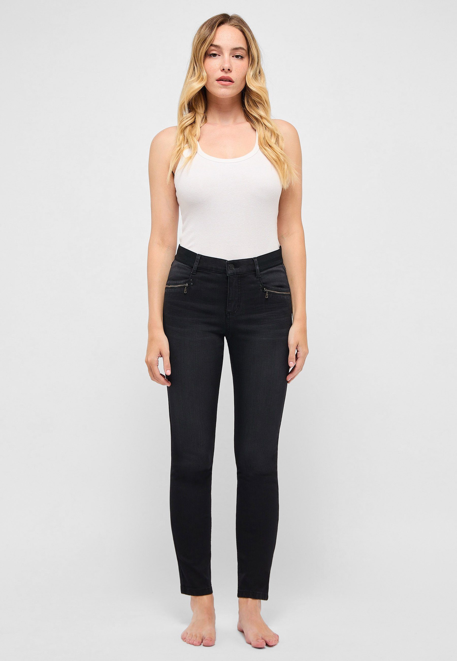 One grau Reißverschluss mit mit Jeans Zip Slim-fit-Jeans Detail Size ANGELS