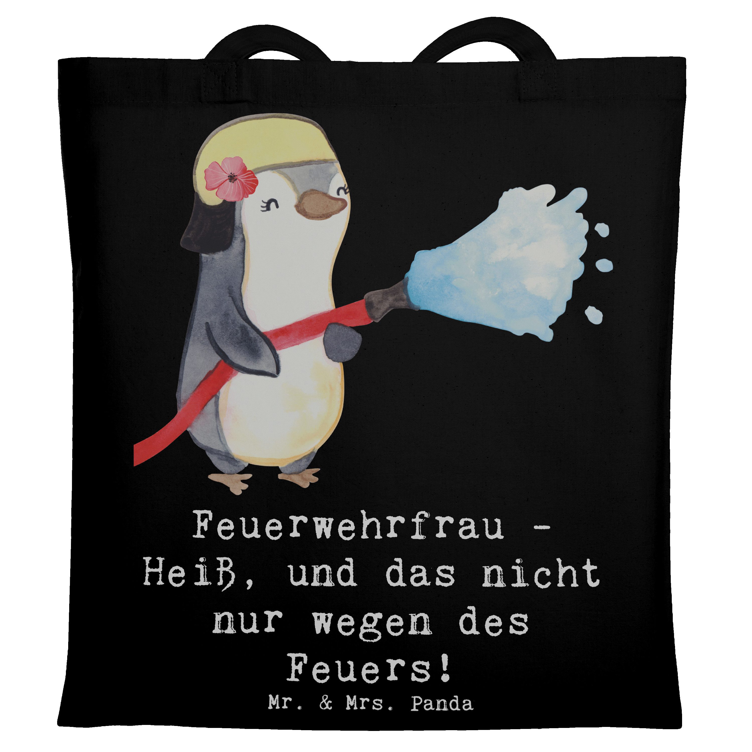 Tragetasche Feuerwehrfrau Heiß - Schwarz - Geschenk, Hingabe, Anerkennung, Beutel