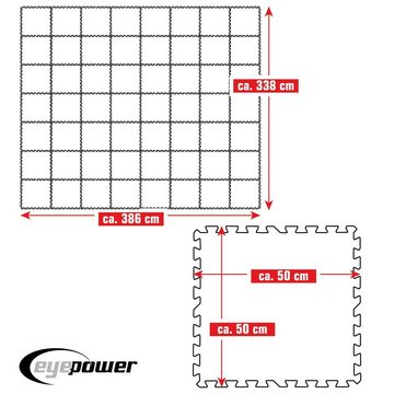 eyepower Bodenmatte 13,1 m² Poolunterlage 56 EVA Matten 50x50 Pool Set, erweiterbares Stecksystem Blau