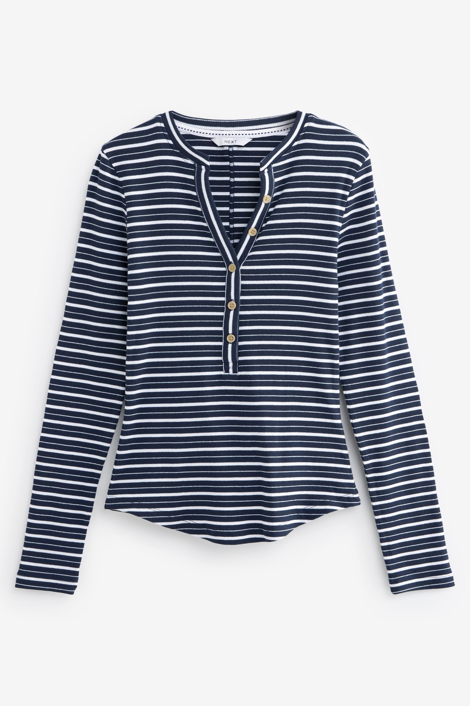 Next Langarmshirt Langärmeliges Henley-Oberteil mit Zierknopf günstig online kaufen