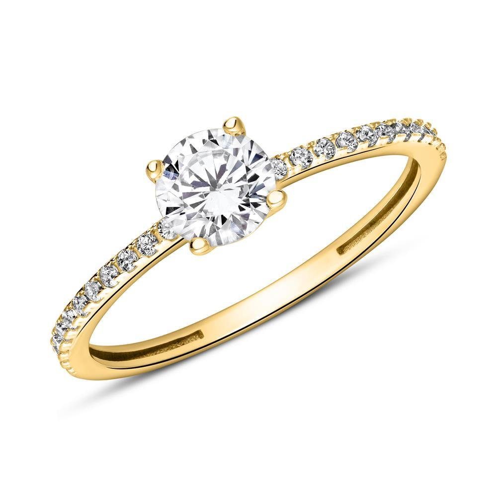 JEWLIX Verlobungsring Gelbgold 9K mit Zirkonia Hauptstein und weiteren Zirk günstig online kaufen