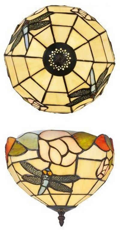 Casa Padrino Deckenleuchte Tiffany Deckenleuchte 25cm Libelle - Glas Mosaik Decken Lampe Leuchte