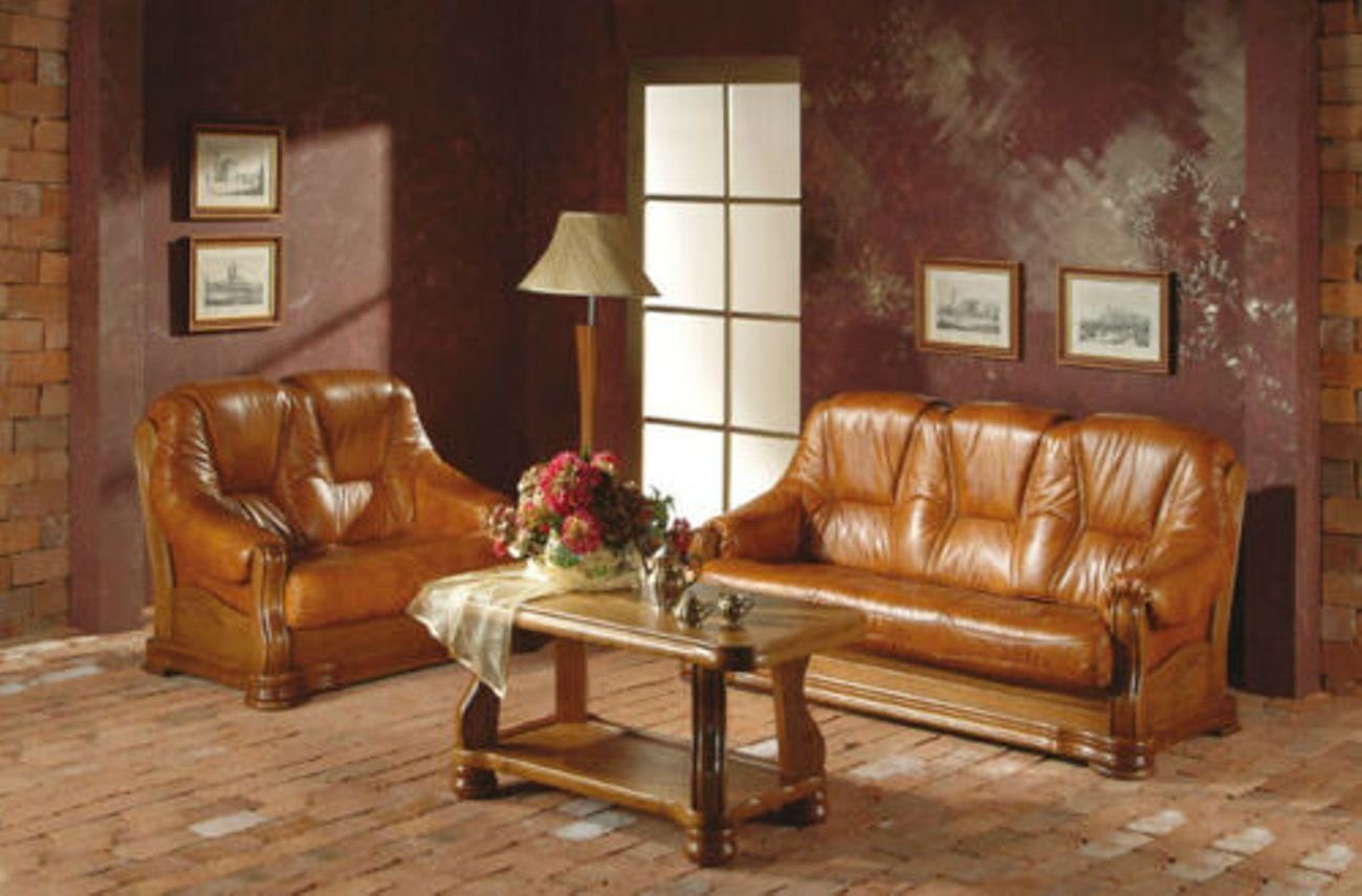 Couch Sofa JVmoebel Echtes in sofagarnitur Sofa Leder, 100% Europe Polster Wohnzimmer Made