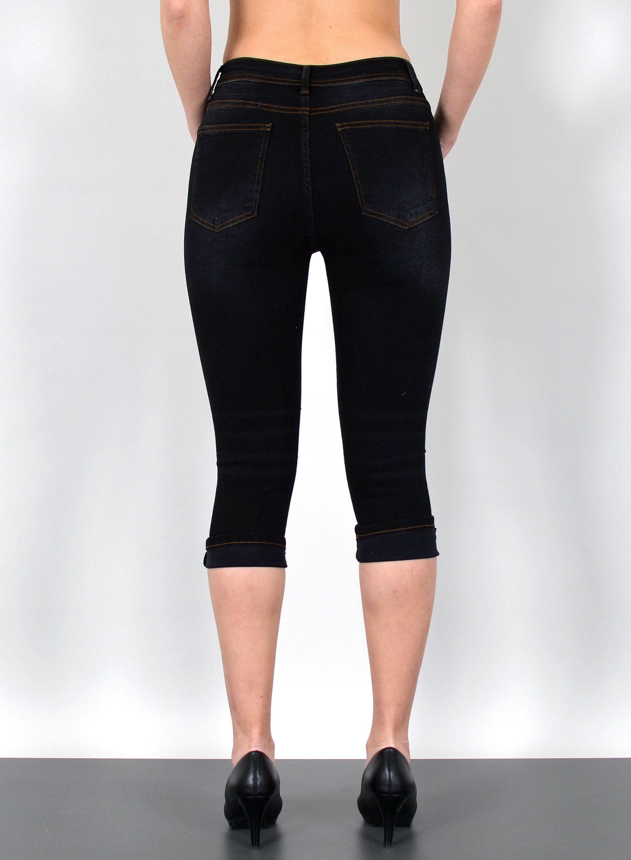 ESRA Caprijeans Sommer Hose Damen Capri Jeans High Waist kurze Jeans bis Übergröße C21 Damen Capri Jeans High Waist 3/4 Jeans Damen Stretch Jeanshose Shorts – Bild 5 von 5