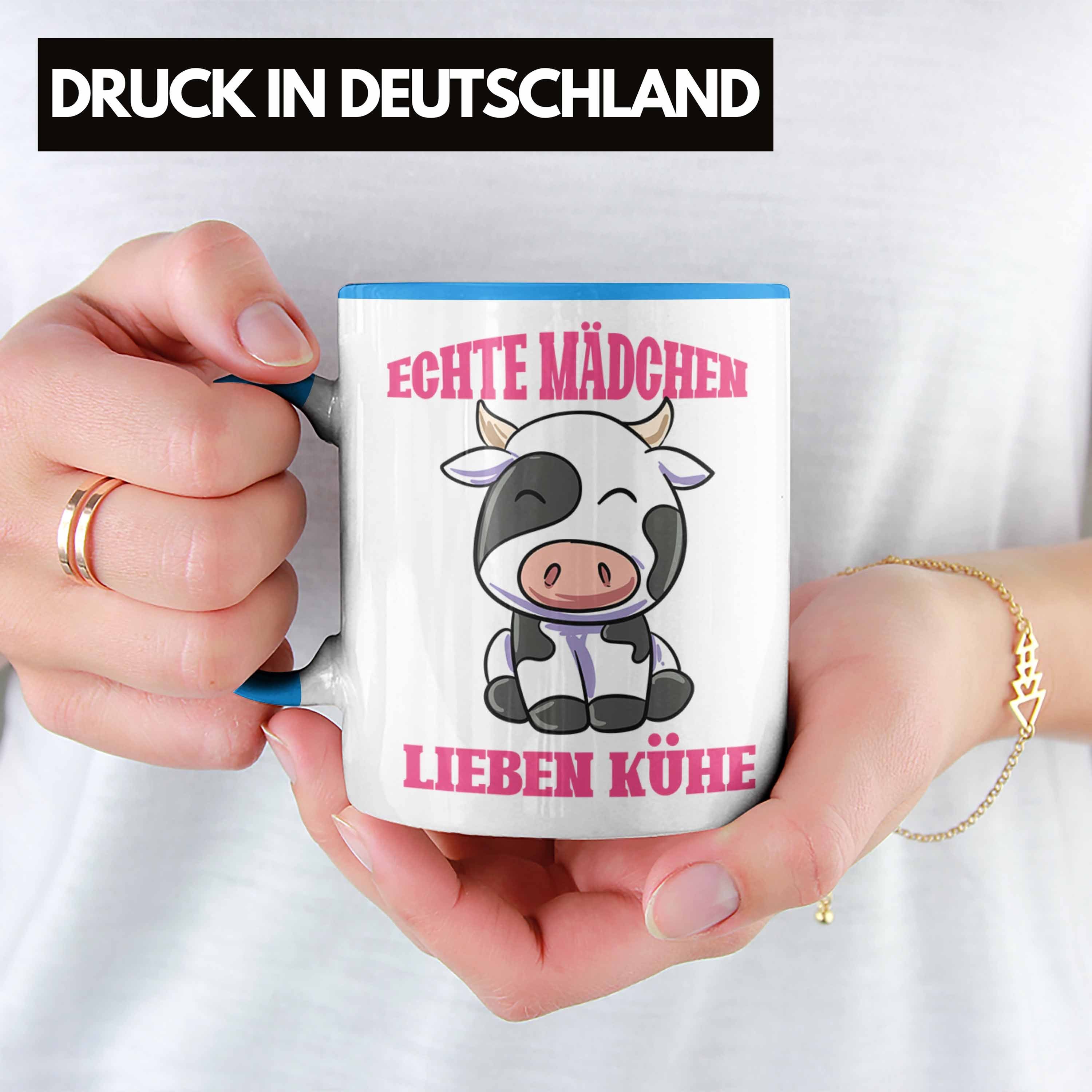 Trendation Tasse Kuh Tasse Geschenk Landwirtin Bäuerin Mädchen Lieben Blau Echte Gesch Kühe