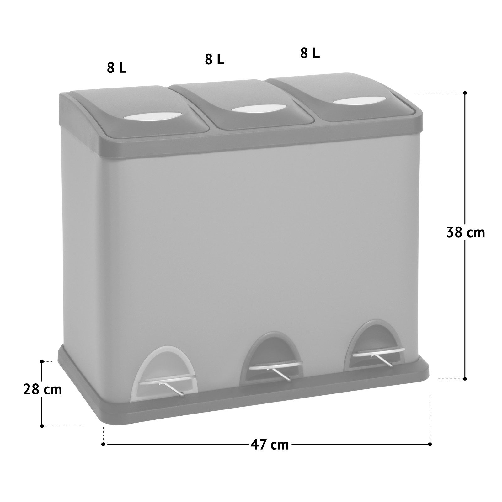 SVITA Mülleimer TC, Tretpedale, herausnehmbare Inneneimer, Inneneimer mit Griff, Stahl