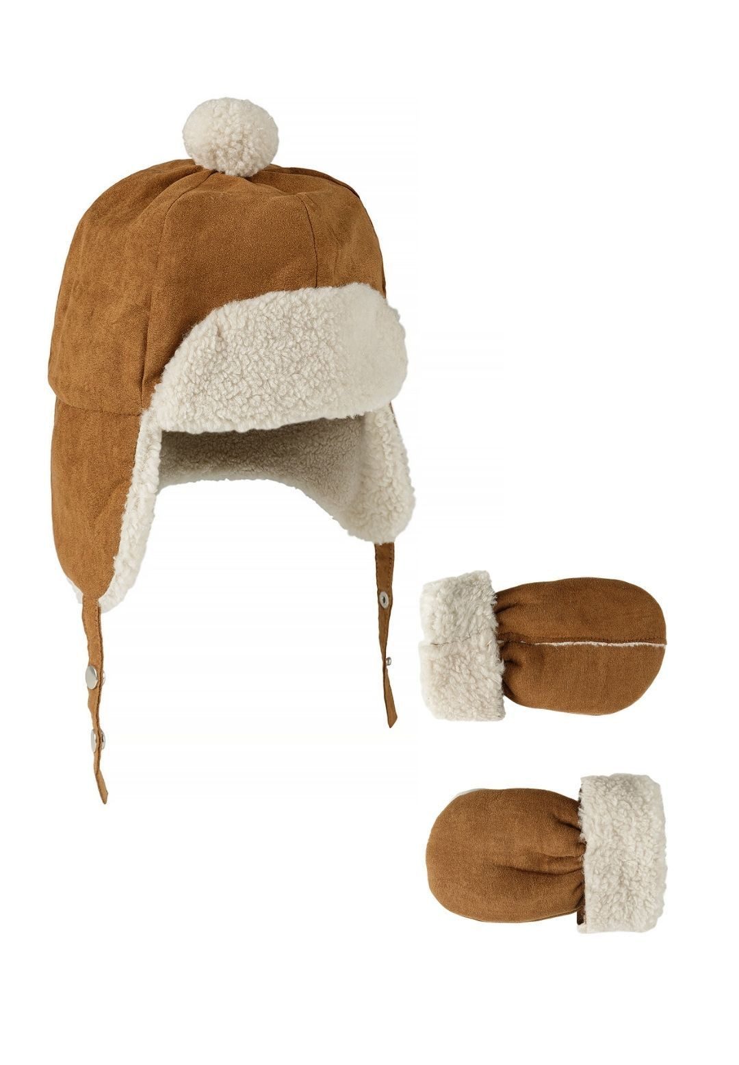 MINOTI Ohrenmütze für Babys (Set, 2-St., mit Fäustlingen) Plüschfutter