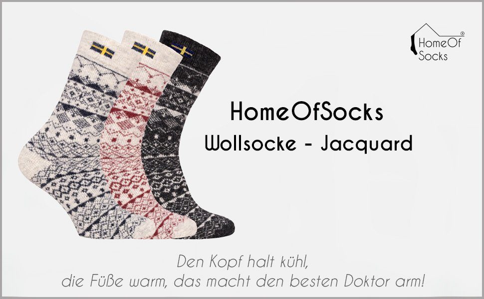 Wollanteil Design Navy Norwegischem 80% Schweden" Warm Hyggelig "Jacquard Socken Nordic Skandinavische Kuschelsocken Norwegersocken Hoher HomeOfSocks Wollsocke Dicke