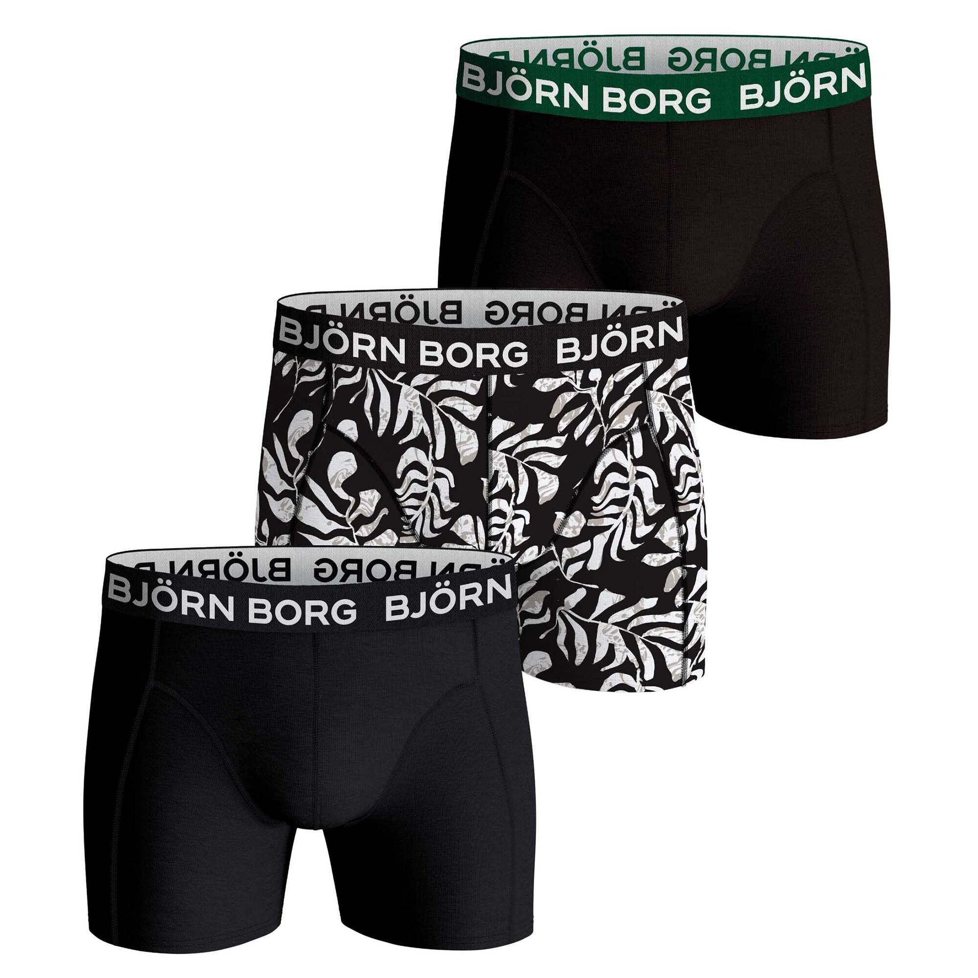 Pack Boxer Björn Schwarz/Weiß Herren 3er Stretch Cotton Borg Boxershorts -