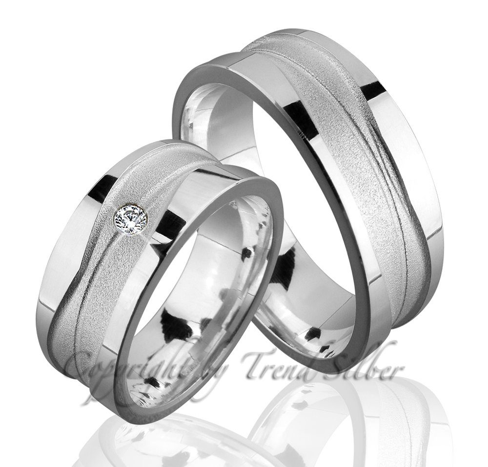 Trauringe123 Trauring Hochzeitsringe Verlobungsringe Trauringe ohne Partnerringe aus 925er Eheringe und Silber mit Stein, J90