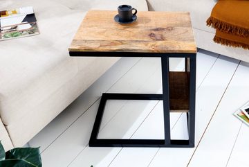 riess-ambiente Beistelltisch CONCIERGE 60cm natur / schwarz (Einzelartikel, 1-St), Wohnzimmer · Mango-Massivholz · Metall · mit Stauraum · für Laptops