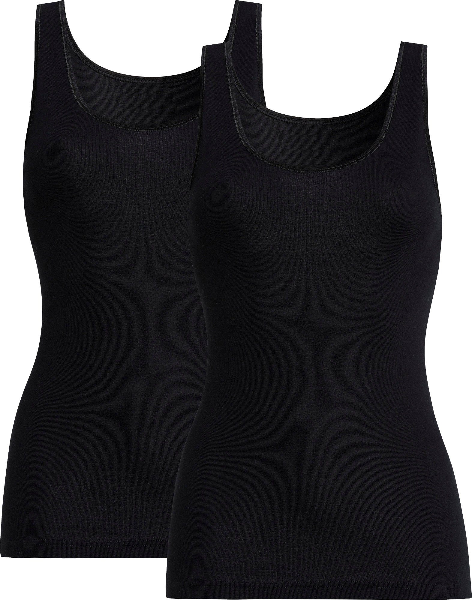 Unterhemd Damen-Unterhemd 2er-Pack schwarz conta Uni Feinripp