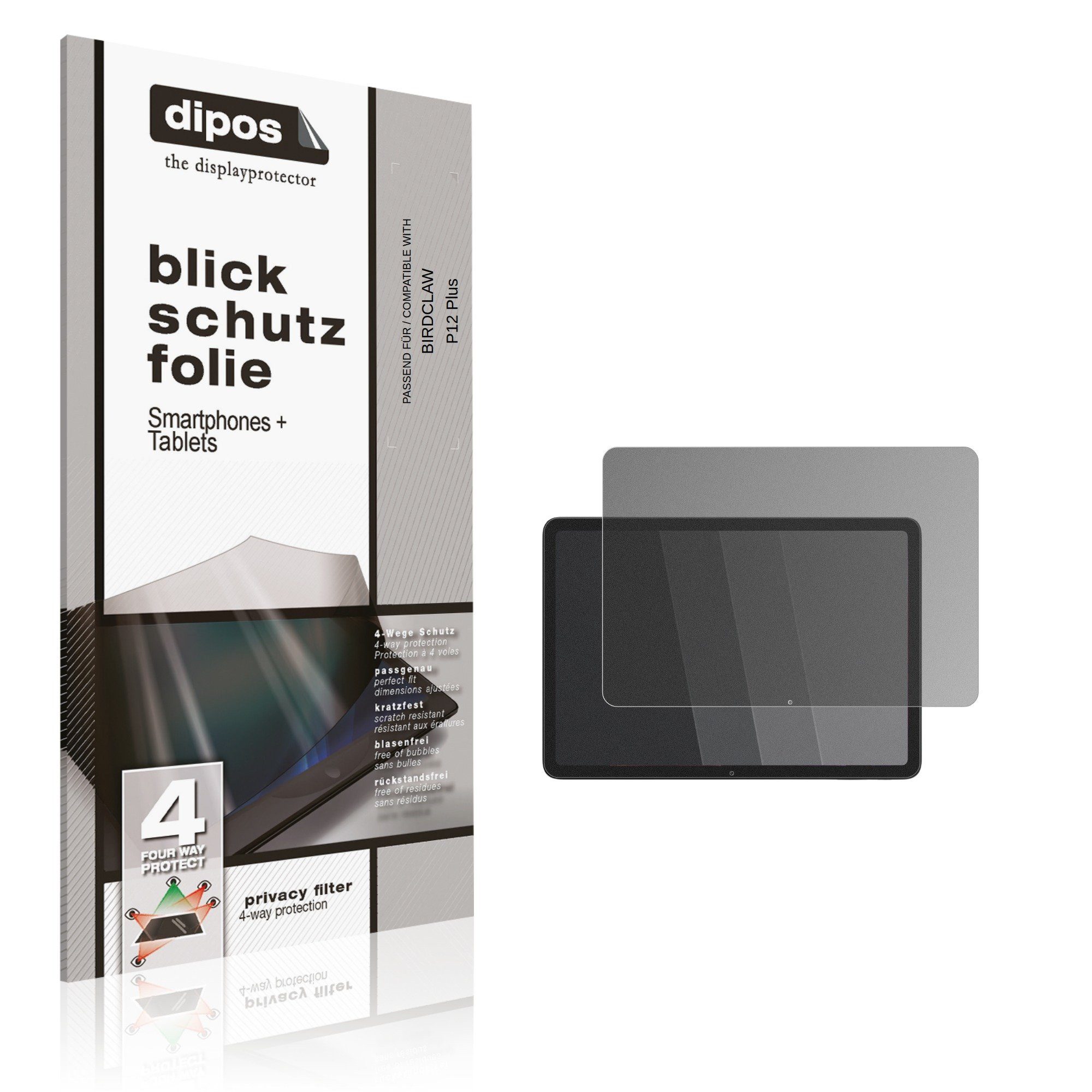 dipos Displayschutzfolie Schutzfolie für BIRDCLAW P12 Plus, 1 Stück, Displayschutz Schutz Folie Made in Germany