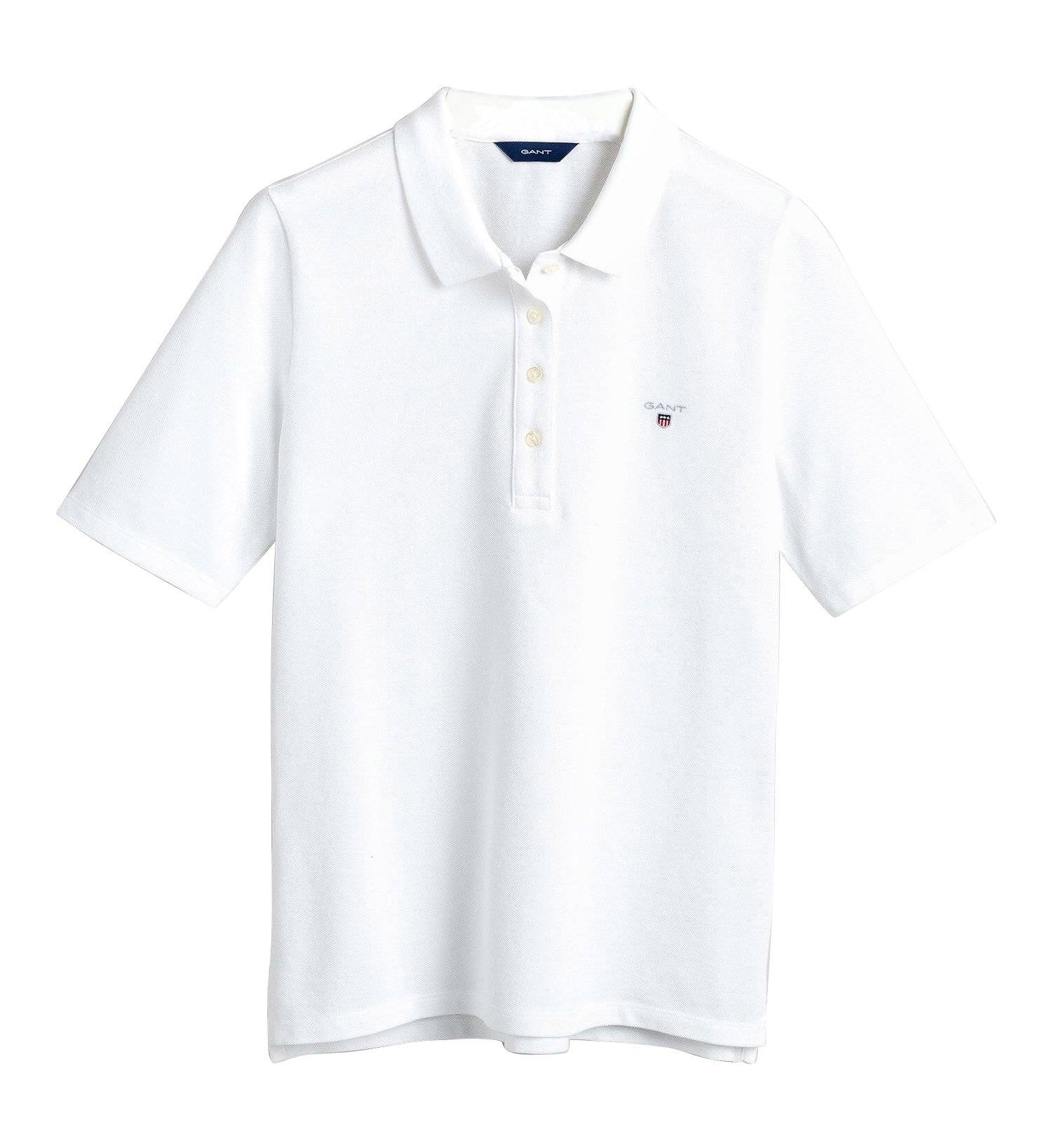 Gant T-Shirt Damen PIQUE, ORIGINAL Weiß Poloshirt Halbarm 