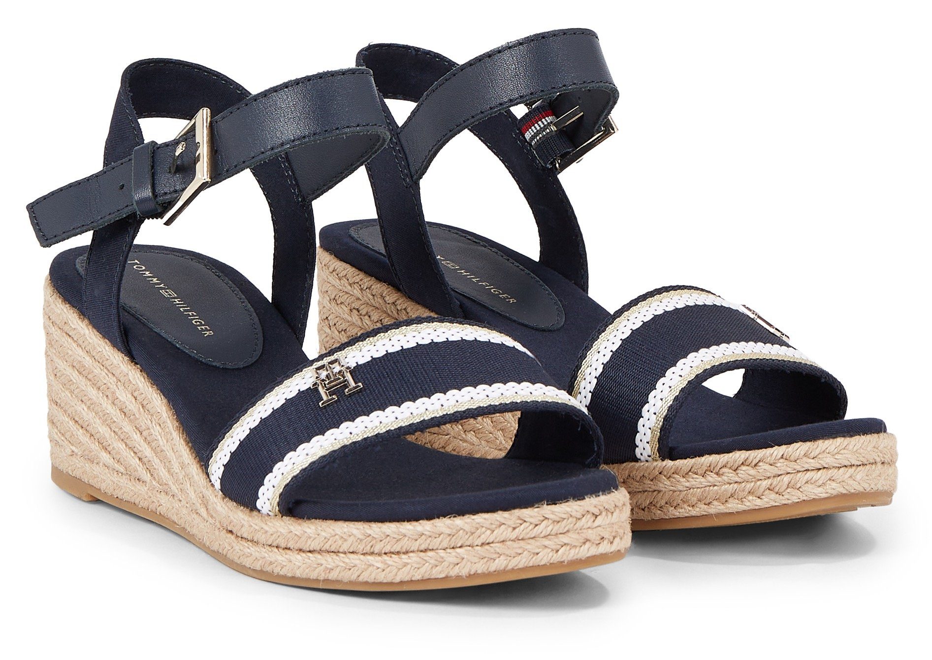 Tommy Hilfiger WEBBING WEDGE SANDAL Keilsandalette, Sommerschuh, Sandale, Keilabsatz, mit verstellbarer Schnalle