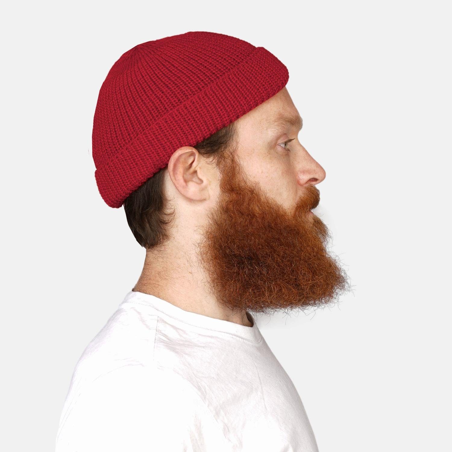 HANSEHELD Strickmütze Seebär Dockermütze Seemannsmütze kurz flach GOTS - Made in Germany