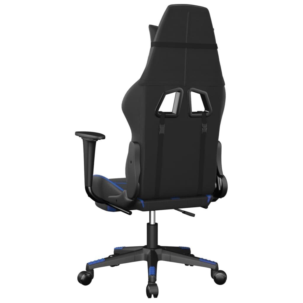 vidaXL Gaming-Stuhl Gaming-Stuhl mit und blau Massage und Kunstleder Blau Schwarz Schwarz & blau Schwarz Fußstütze (1 St) | &