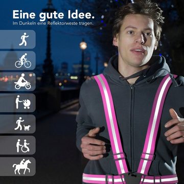 EAZY CASE Warnweste Universal Warnweste mit Schnalle leichte Warnweste Fahrrad Reflektor Weste Damen Sicherheitsweste Pink