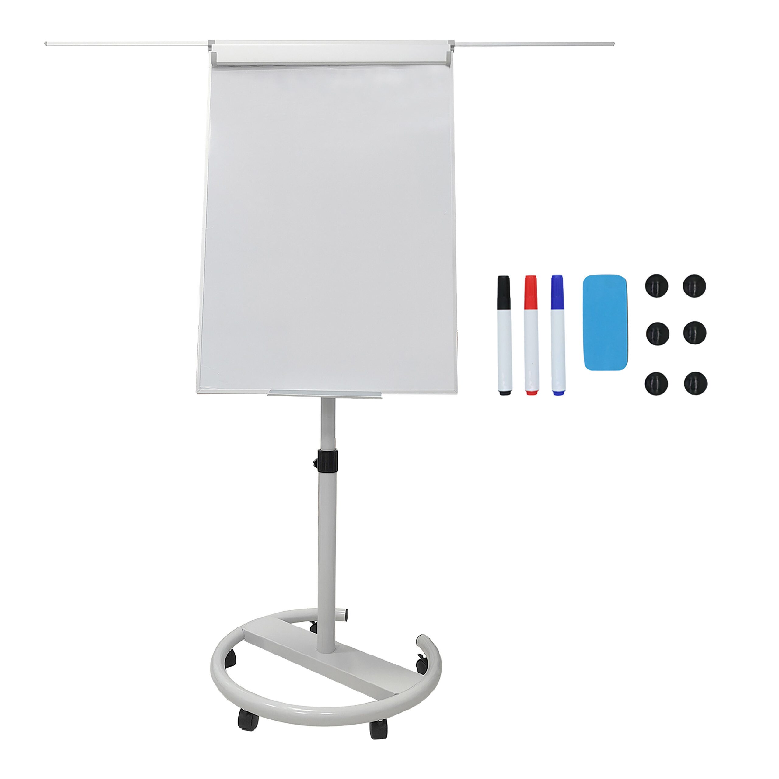 relaxdays Magnettafel Flipchart Whiteboard 100x70 cm 2 Arme, (11-tlg), weiß