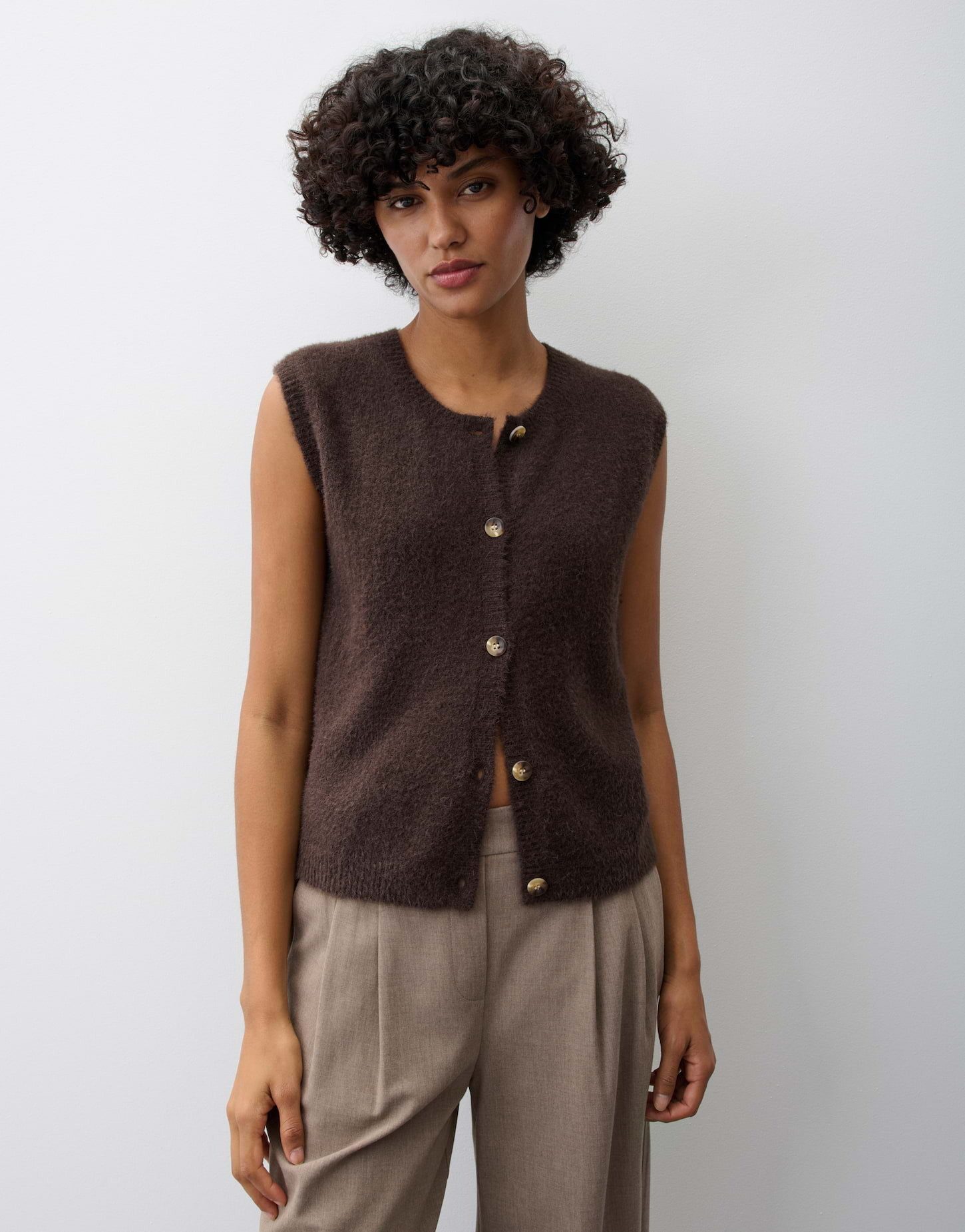 OPUS PANTS Strickweste Strickweste im Alpaka Woll Mix Regular Fit