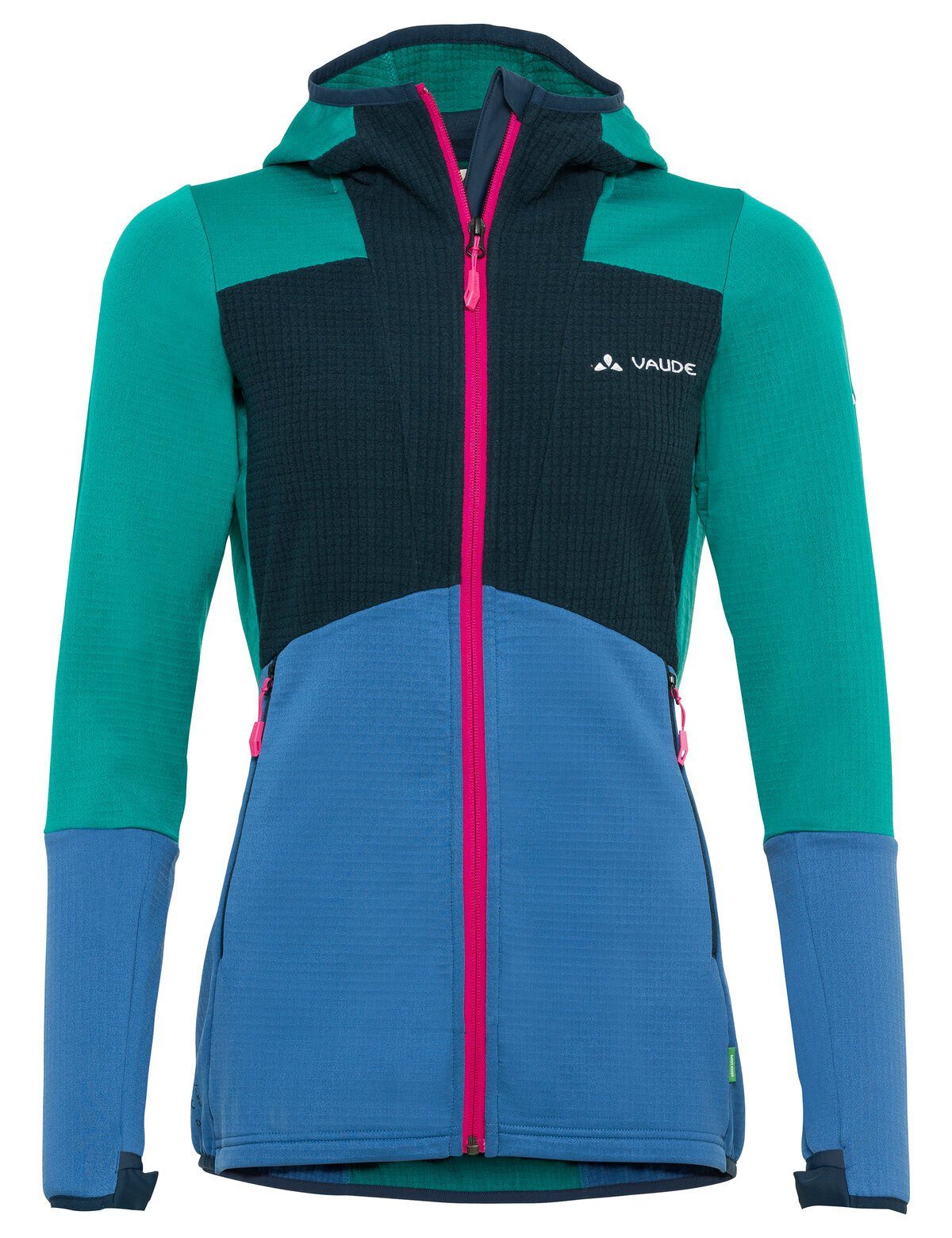 (1-St) VAUDE Hooded Klimaneutral Outdoorjacke Jacket Women's ultramarine kompensiert Fleece Monviso Grid