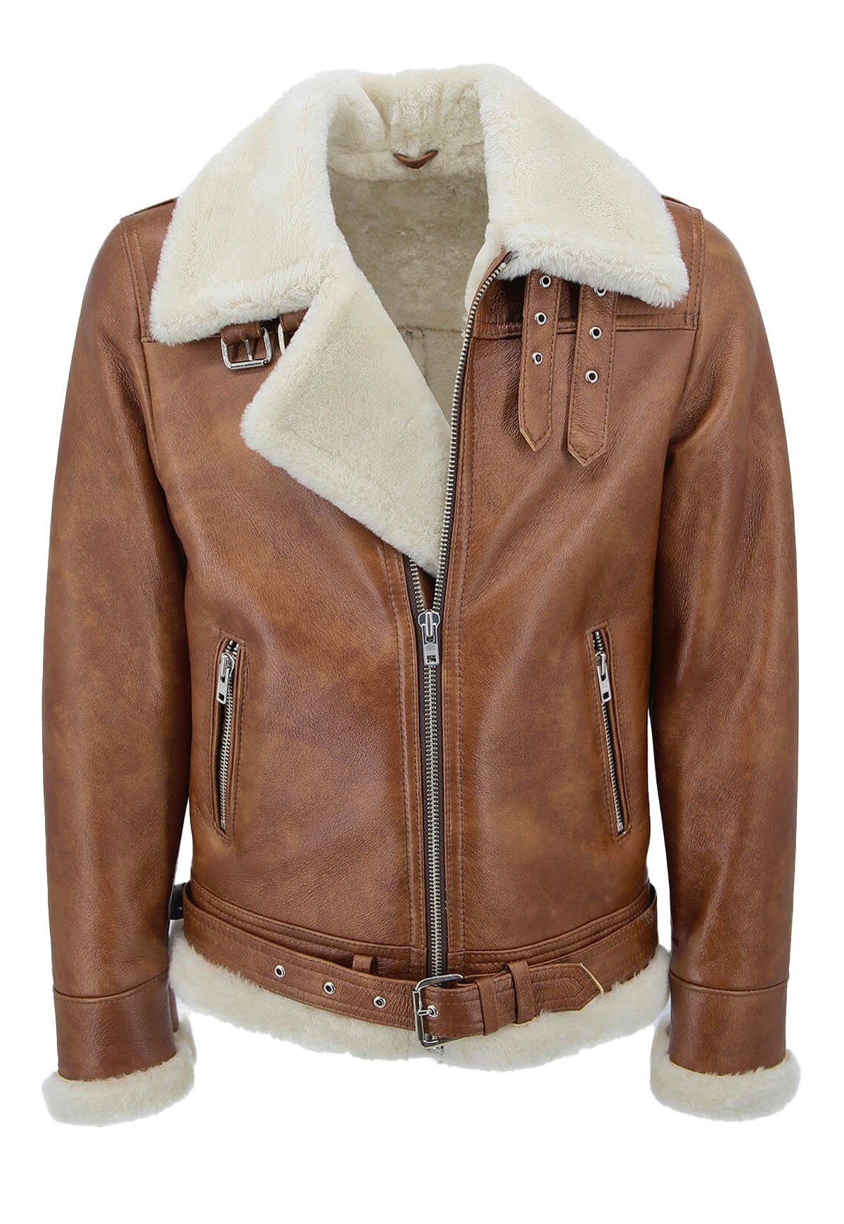 Hollert Winterjacke Lammfelljacke James Winterjacke Lammfelljacke James Kastanie Creme