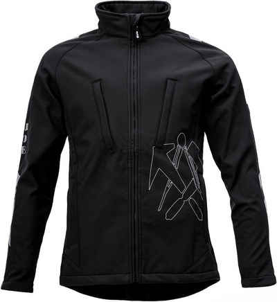 JOB Arbeitsjacke Dachdecker-Sommer-Soft Shell Jacke schwarz winddicht, wasserabweisend, Stretch