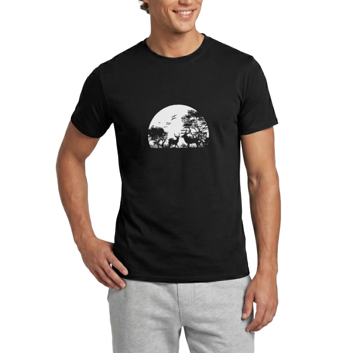 T-Shirt Waldtiere Im Mondschein, Jäger Männer T-Shirt