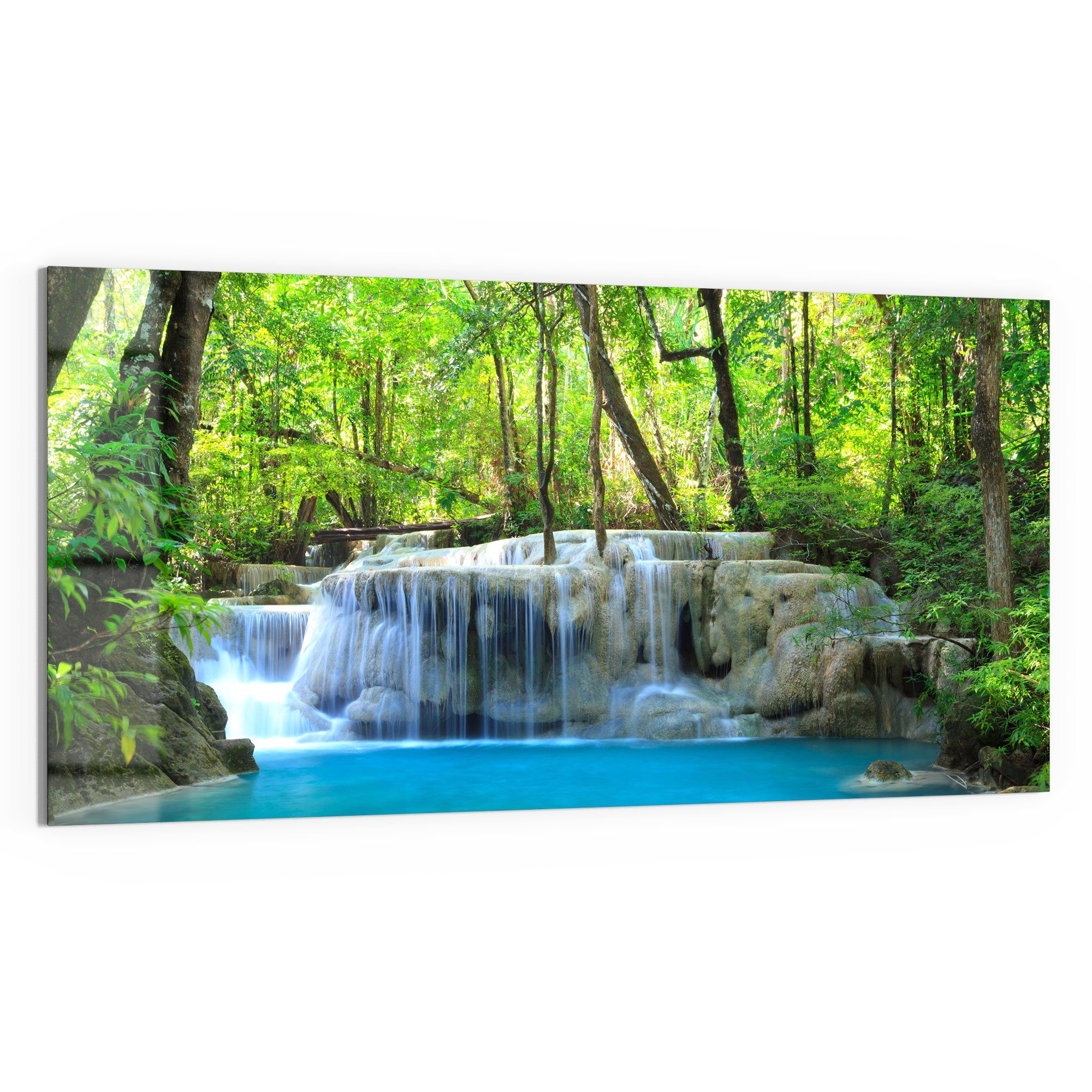 DEQORI Glasbild 'Exotischer Wasserfall', 'Exotischer Wasserfall', Glas Wandbild Bild schwebend modern