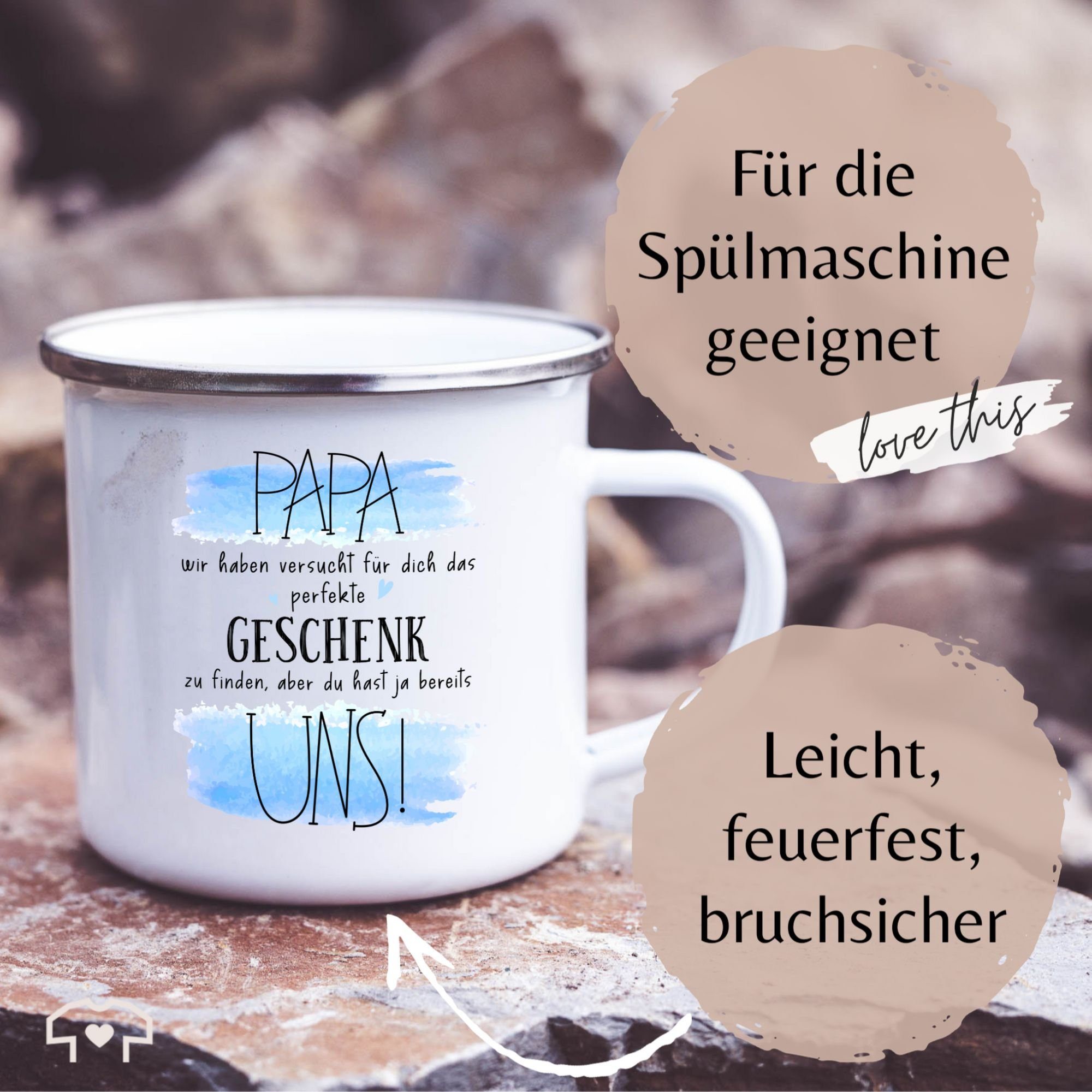 Vatertag finden Stahlblech, zu für Geschenk - wir das Tasse Silber Gesche, 3 Papa Weiß Dich beste Geschenk haben Kaffeetasse versucht Shirtracer