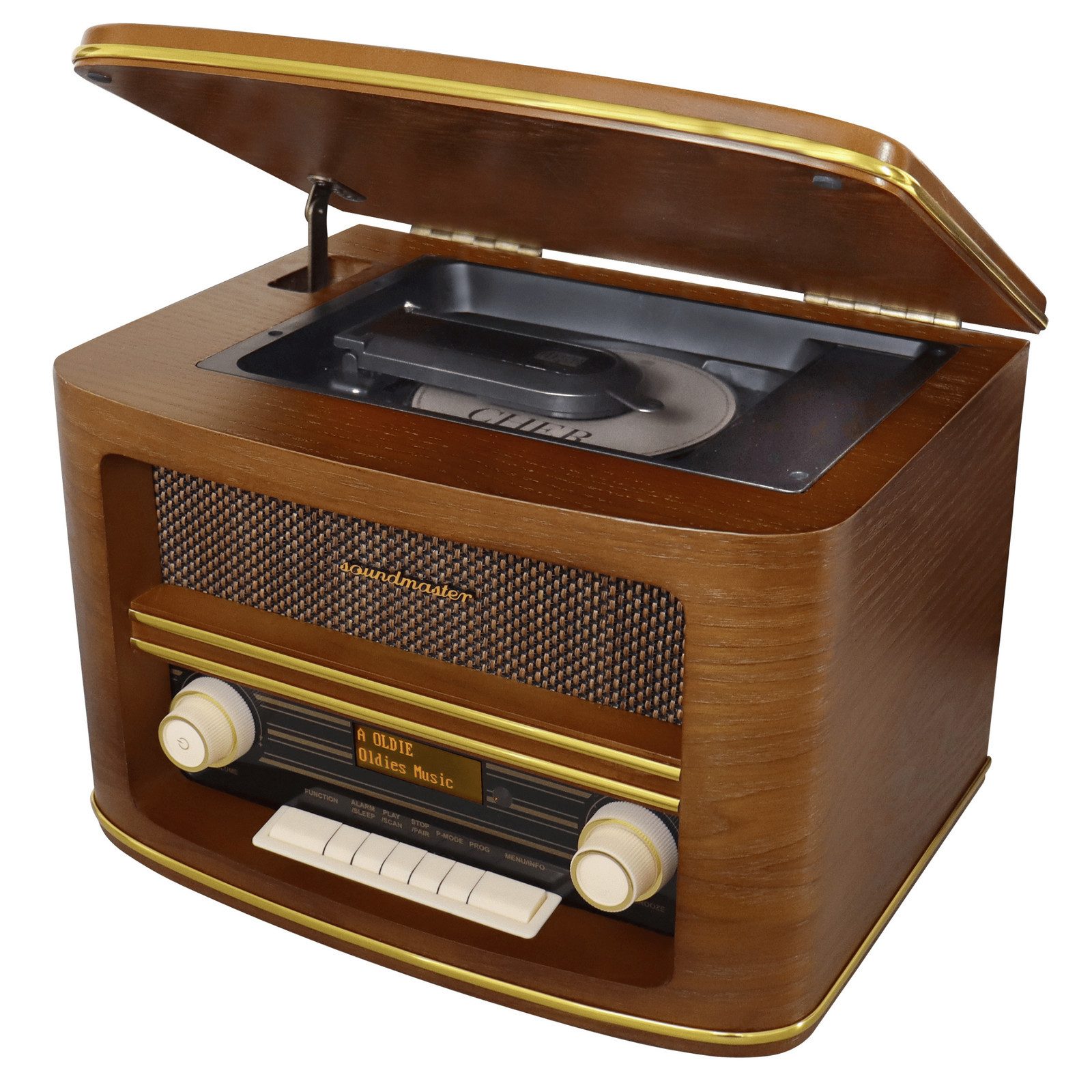 Soundmaster NR961 Retro Stereoanlage Kompaktanlage DAB+ CD USB MP3 AUX Bluetooth Microanlage (DAB+, UKW-RDS, 4 W, Retro Design, Fernbedienung, Wecker, Equalizer, 40 W (4 W RMS)