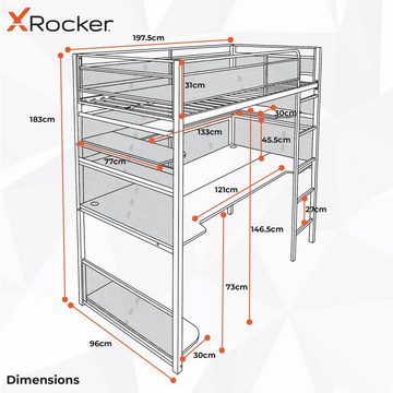 X Rocker Hochbett Battlebunk Gaming Hochbett mit XL-Schreibtisch