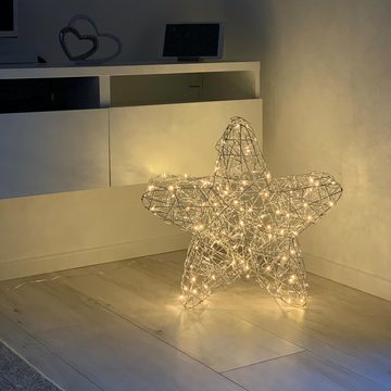 STAR TRADING LED Dekolicht LED Outdoor-Leuchtstern,Ole, handgefertigt, silber, Ø 63cm, LED Outdoor-Leuchtstern,Ole, handgefertigt, silber, Ø 63cm