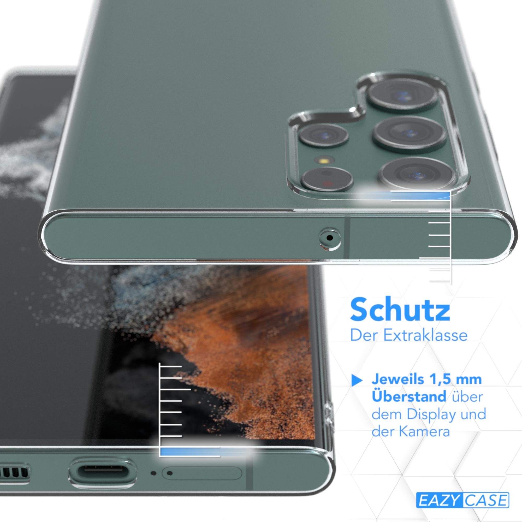 EAZY CASE Handyhülle Slimcover Clear für Samsung Galaxy S22 Ultra 5G 6,8 Zoll, durchsichtige Hülle Ultra Dünn Silikon Backcover TPU Telefonhülle Klar