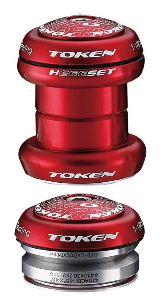 Token Fahrradlenker TOKEN Steuersatz hEGGset AHead 2in1 1 1/8" rot (34/41mm)