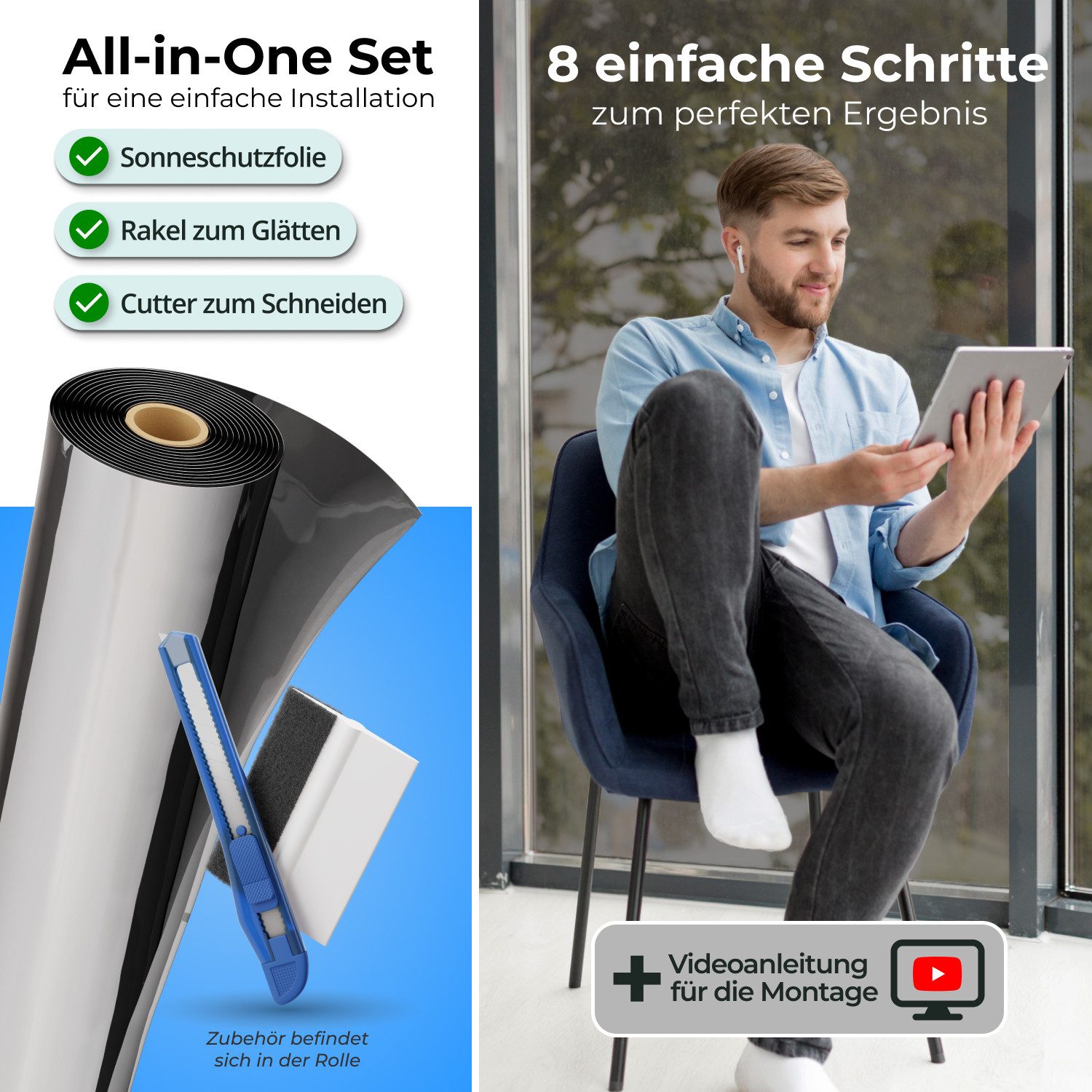 WindowShield Sonnenschutz-Fensterfolie, UV-Schutz Sonnenschutzfolie Fenster innen oder außen