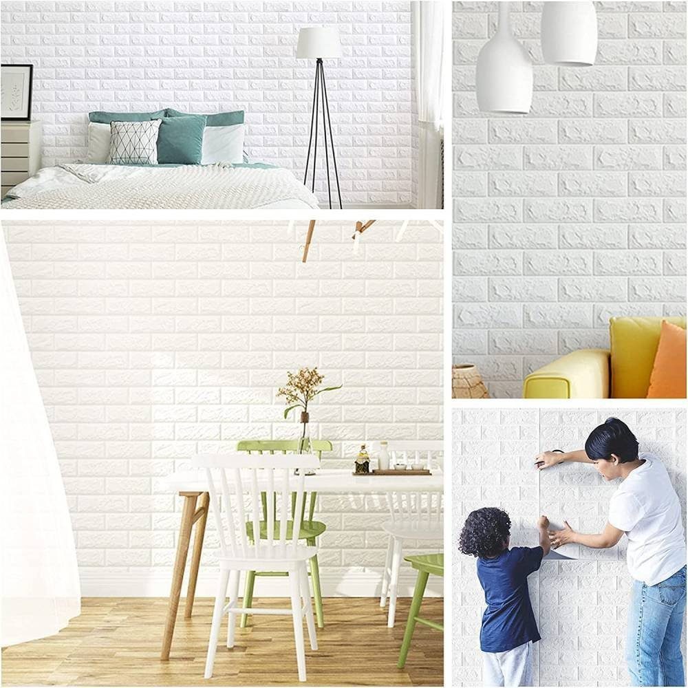Blusmart 3D-Wandtattoo 10er-Pack selbstklebende 3D-Wandpaneele (35 cm x 38,5 cm, wasserfeste Tapete, Wohnzimmertapete, Wohndeko), Geeignet für Schlafzimmer, Wohnzimmer, Küche, TV-Wände und Wohndeko