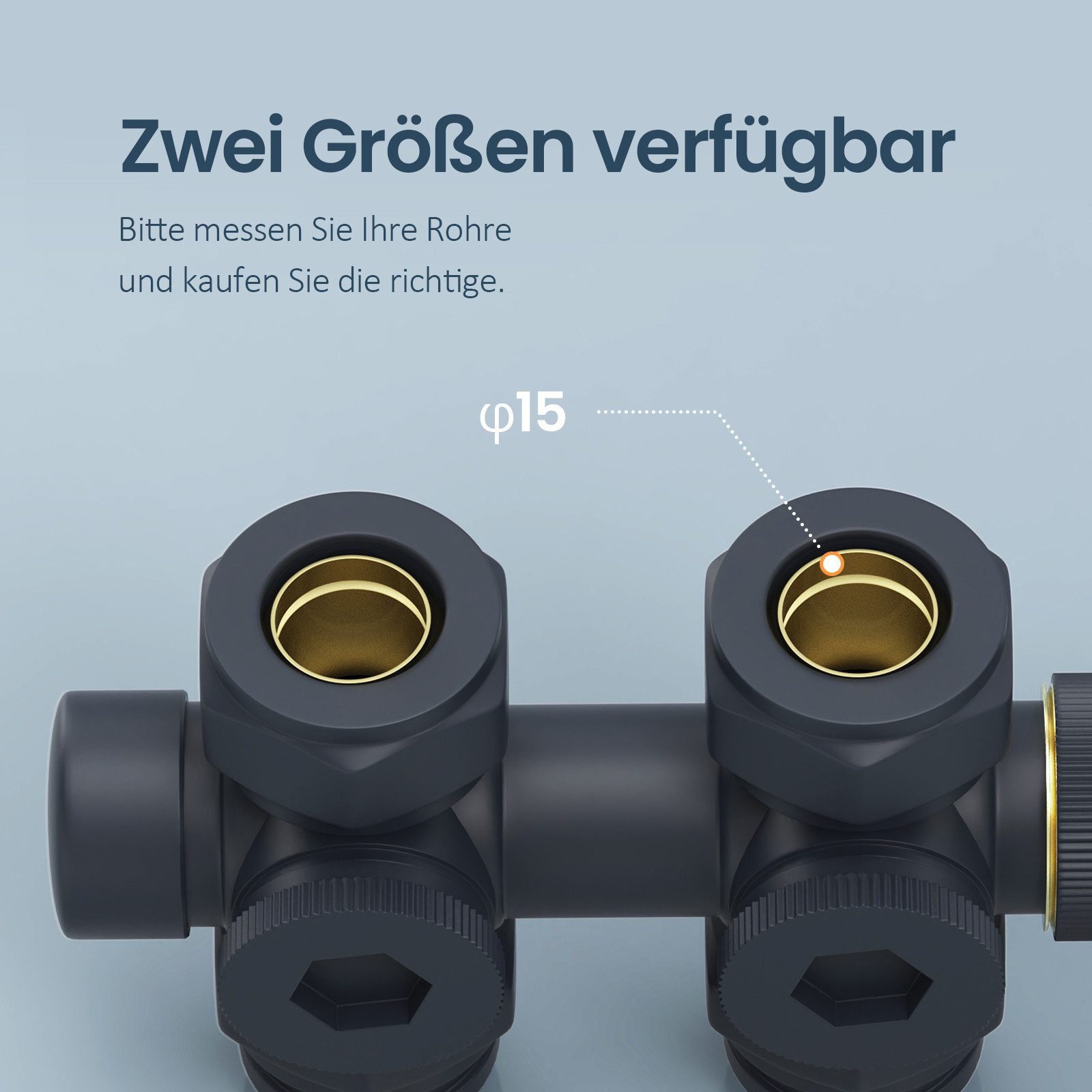 EMKE Heizkörperthermostat Multiblock Set für Heizkörper Anschlussarmatur Ventil mit Thermostat, (16mm+φ15mm, 1 St) für Heizkörper Handtuchtrockner Heizungzubehö – Bild 4 von 5