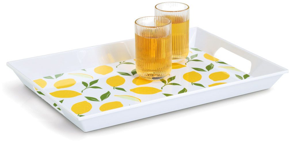 Zeller Present Tablett Melamintablett "Lemons", Melamin, sommerliches Motiv, Tragegriffe, 34,8x50 cm