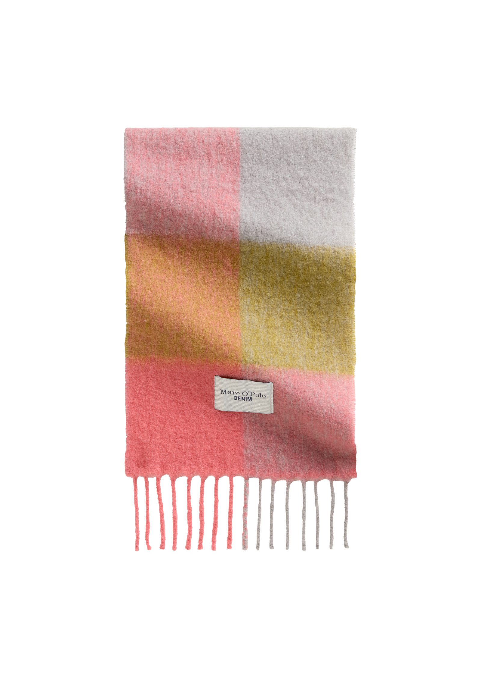 Marc O'Polo DENIM Schal, raffiniertes Streifen-Karo-Muster, lange Fransen günstig online kaufen