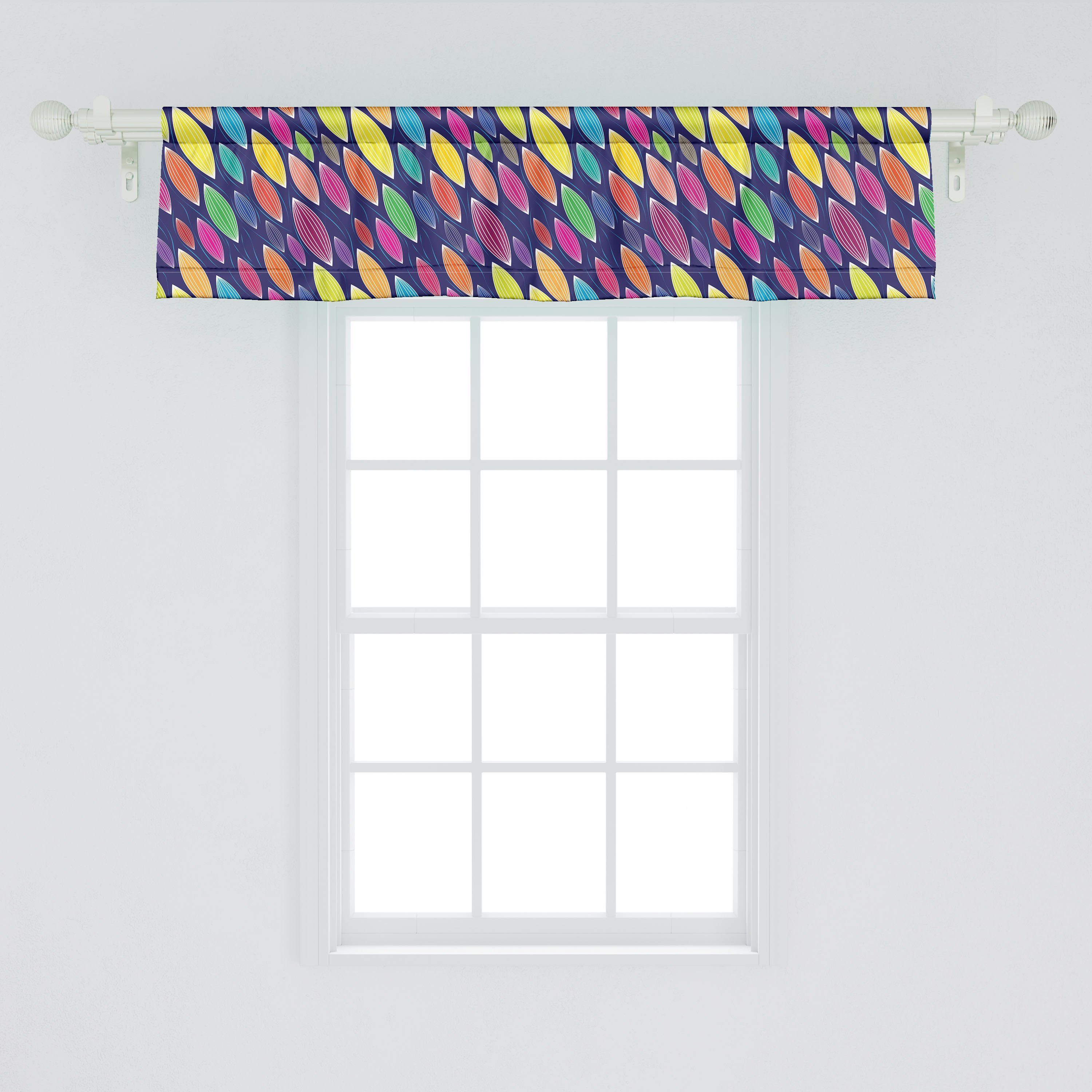 Scheibengardine Vorhang Volant für Küche Stangentasche, Abstrakt Schlafzimmer Elements Microfaser, Abakuhaus, Round mit Dekor Striped