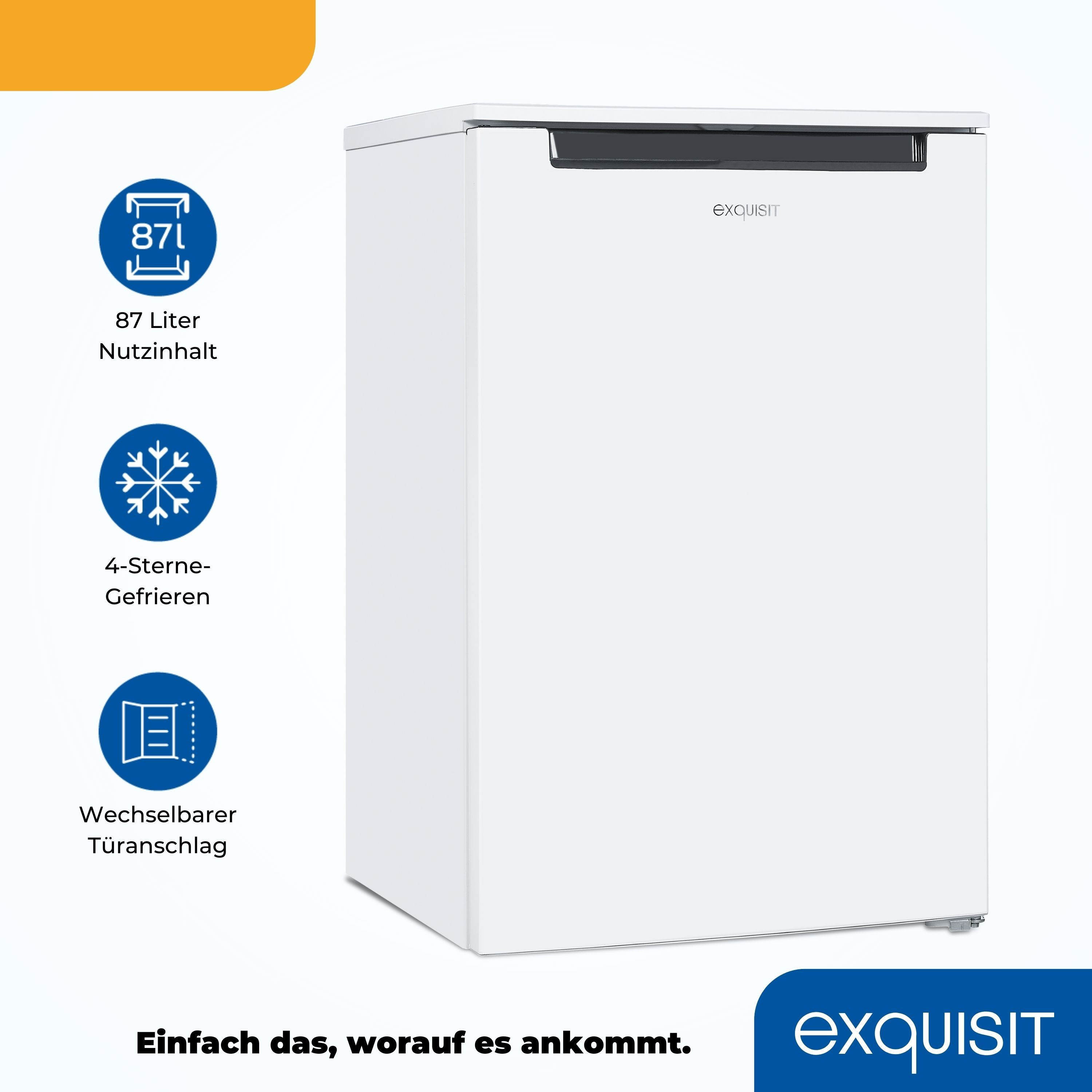 exquisit Gefrierschrank GS81-040C weiss, 85,5 cm hoch, 54,5 cm breit, energiesparend in Energieeffizienz C, 87 Liter Nutzinhalt, 4 Sterne