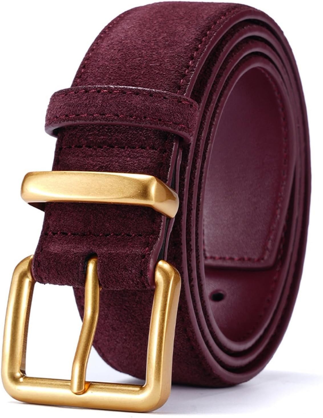nsihing Taillengürtel Damen-Wildlederimitat -Gürtel, modischer Vintage-Taillengürtel mit eckiger goldfarbener Schnalle, ideal zu Jeans oder Kleidern