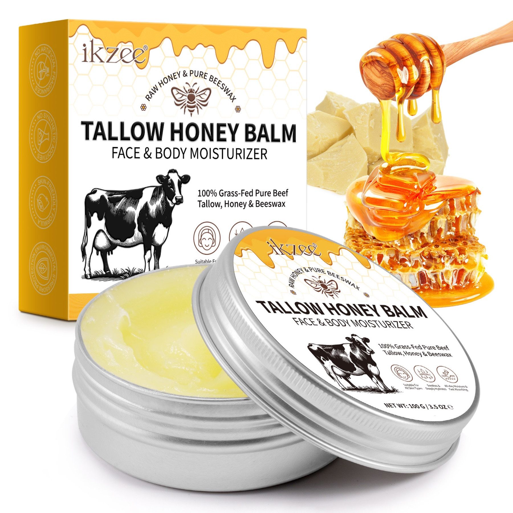 Tagescreme Rindertalg Honig Beef Tallow Gesicht Creme Hautpflege Hautpflegecreme