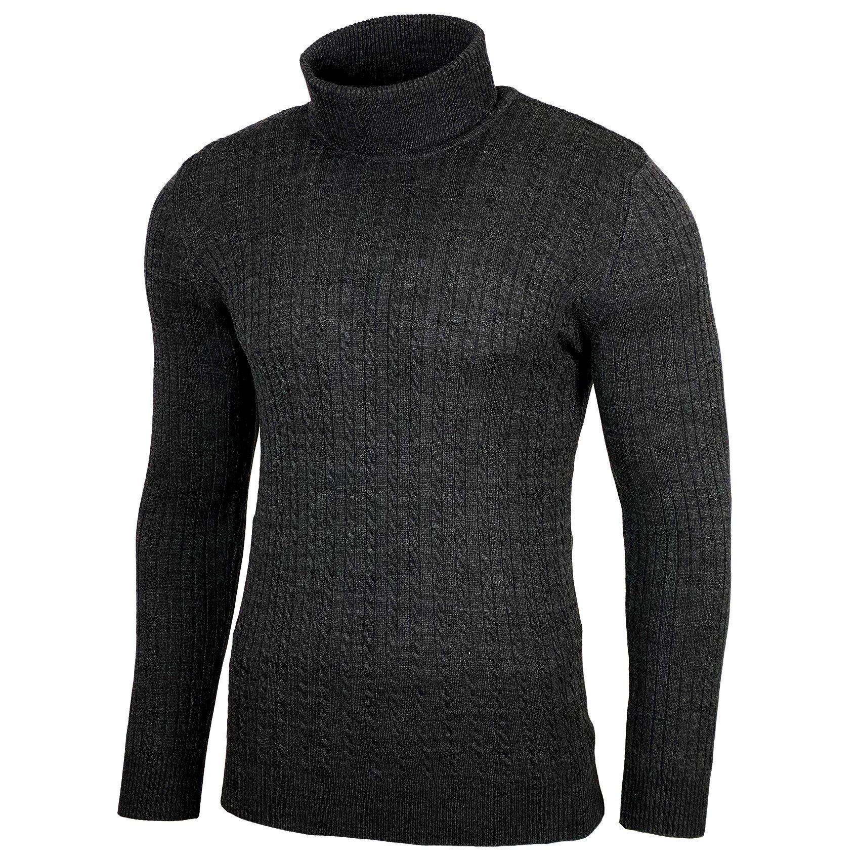 Baxboy Strickpullover BAXBOY Herren Feinstrick Rollkragen Pullover BB-1732 Anthrazit