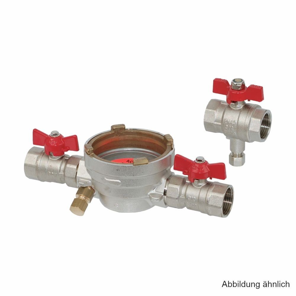 Allmess Warmwasserzähler Allmess Einbausatz EAT 3/4"-DS6-KH-DN15, 200mm inkl. 2 Kugelhähne