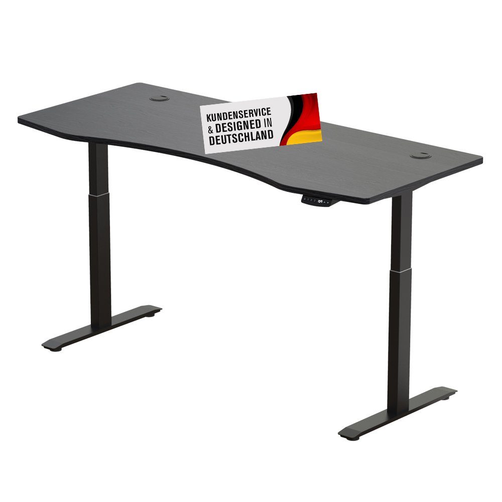Höhenverstellung elektrischer Tischplatte | schwarz & (Set, Schreibtisch 150 mit | oder Funktionen 1-St), PROMAFIT Arbeitstisch Schwarz Memory Schwarz 180 3 cm