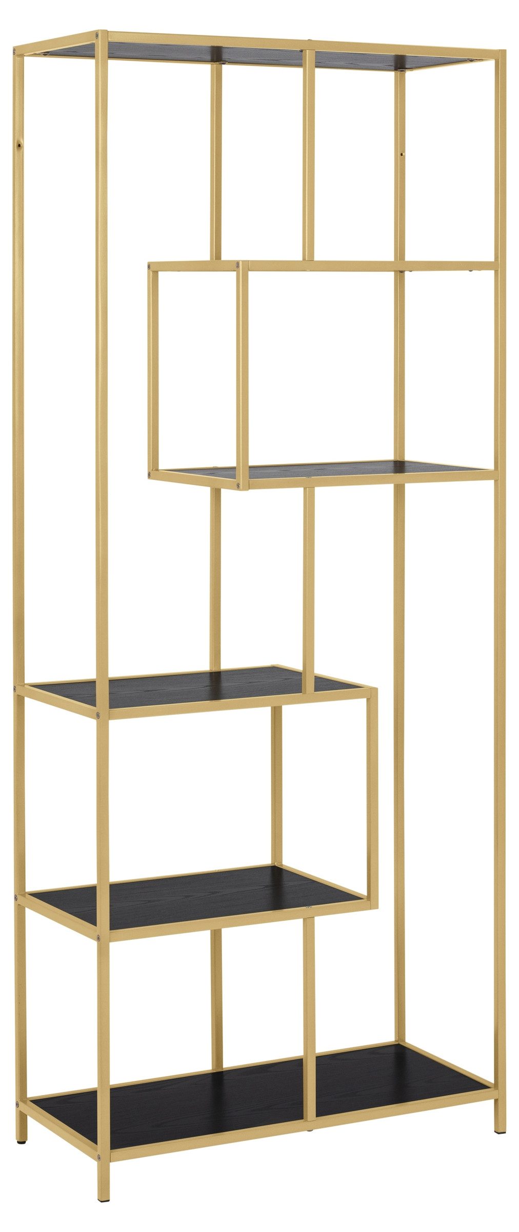 freiraum Standregal Seaford, in schwarz, gold, MDF, Stahl - 77x185x35cm (BxHxT)